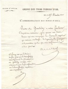 Pismo v francoščini, naslovljeno na rudniškega direktorja Gariboldija (SI_ZAL_IDR/0055 Rudnik živega srebra Idrija, fasc. 913)