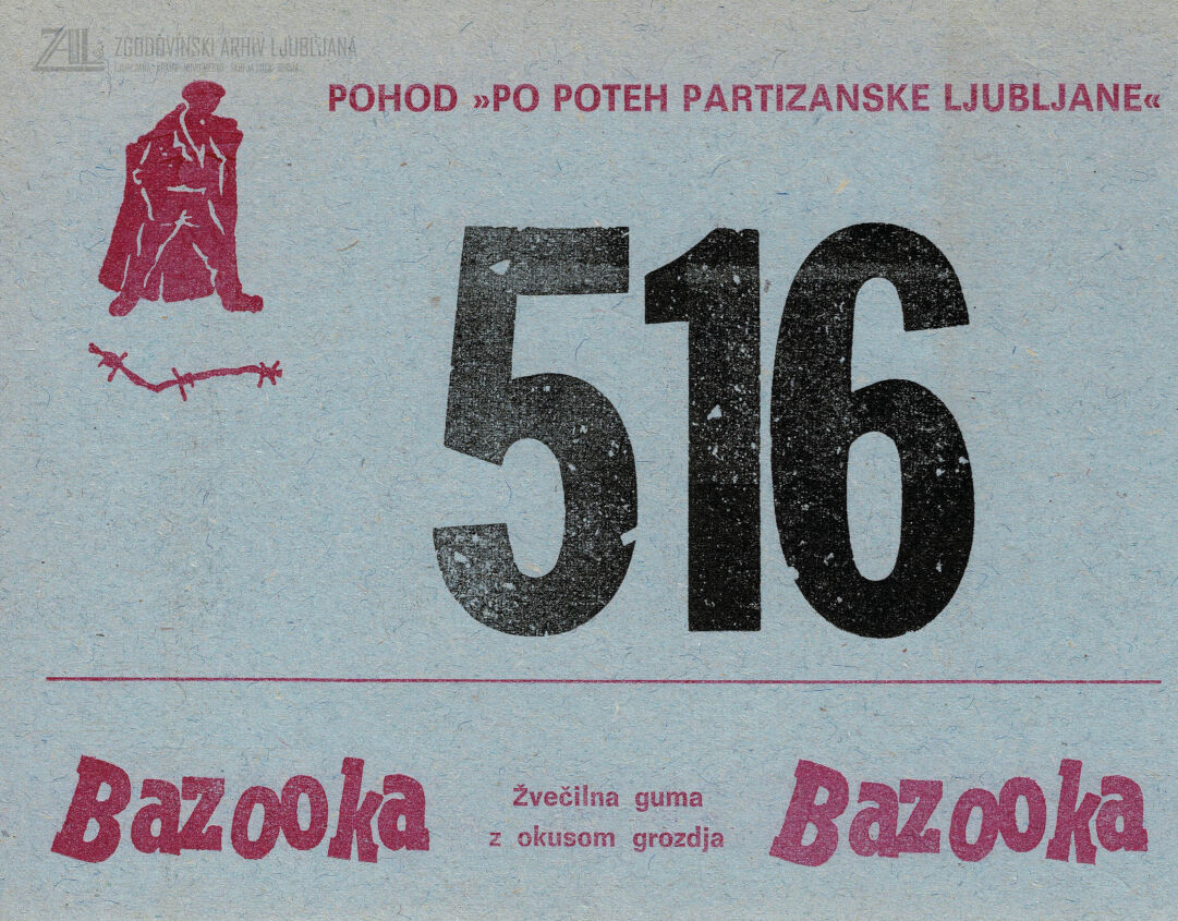 Startna številka udeležencev na tradicionalnem pohodu »Po poteh partizanske Ljubljane«.