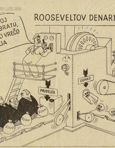Nemški propagandni letak v slovenskem jeziku: "Rooseveltov denarni stroj"