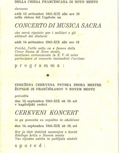 Cerkveni koncert v Novem mestu, 14. 9. 1941