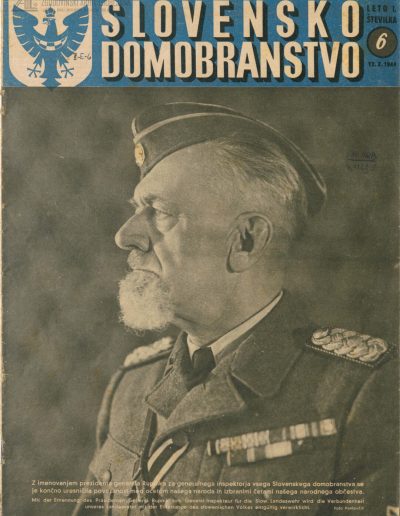 General Leon Rupnik na naslovnici 6. številke domobranskega glasila Slovensko domobranstvo, 12. 10. 1944