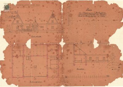 Načrt vile vplivne avstrijske rodbine Windischrätz iz leta 1886. Windischgrätzi so v svojem dvorcu na Bledu preživeli po dva meseca na leto. Grajen je bil v historičnem slogu z elementi baroka in klasicizma. Dvorec je kupil kralj Aleksander Karađorđević; leta 1938 ga je dal podreti, ker naj ne bi več ugajal kraljici Mariji.