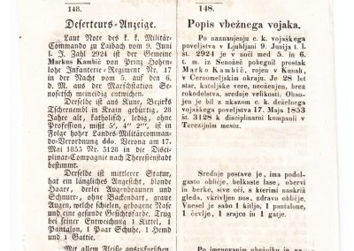 Prostak Kambič je prikrajšal cesarsko vojsko za svojo osebo s sabljo in gatami vred (1853).